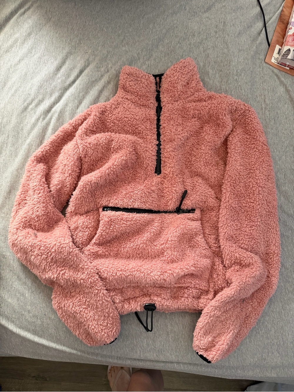 No Boundaries Pink Sherpa Zip-Up Pullover